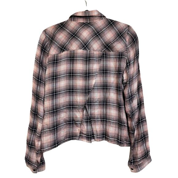Design Lab Pink Plaid Cropped Open Back Shirt Feminine Western Cowgirl Size M - Picture 3 of 6